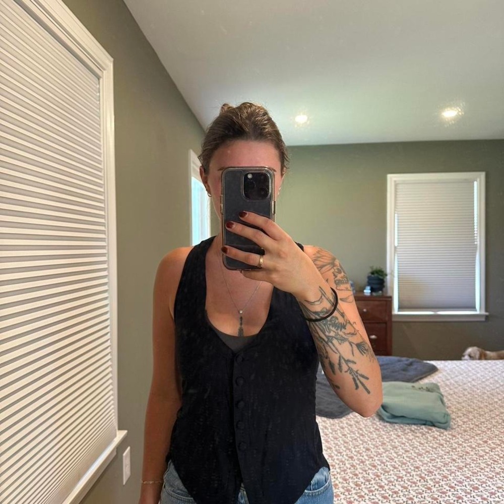 Black Button Up Free People Tank